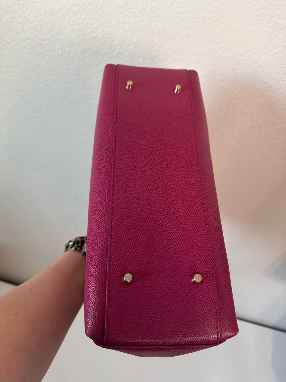 Furla Lotus Tote Bag in Vibrant Rose Pink Textured Leather EUC - Picture 7 of 10